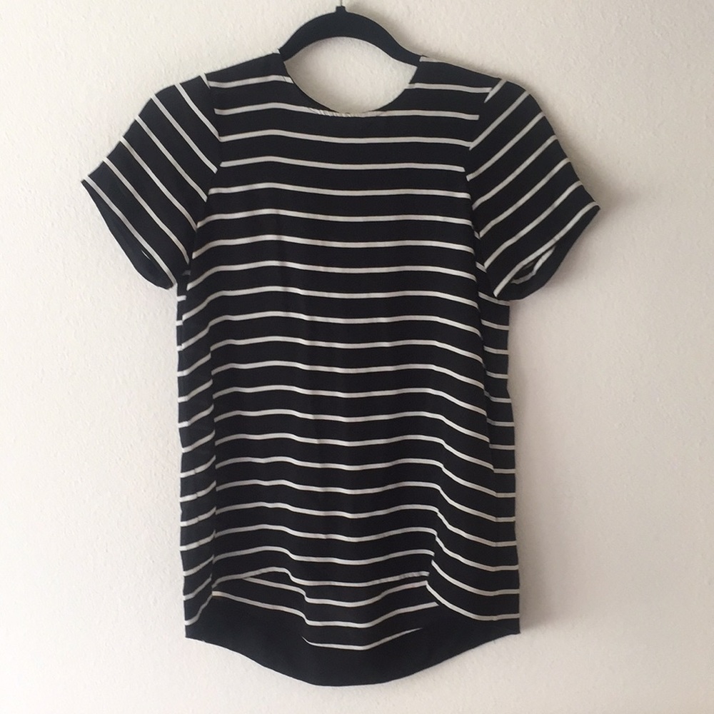 Madewell Striped High Low Silk Top